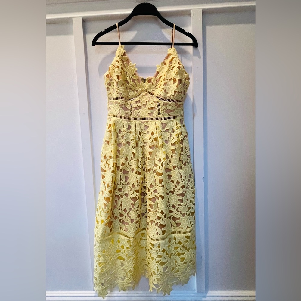 Guess Yellow Lace Fit & Flare Dress – Size 4